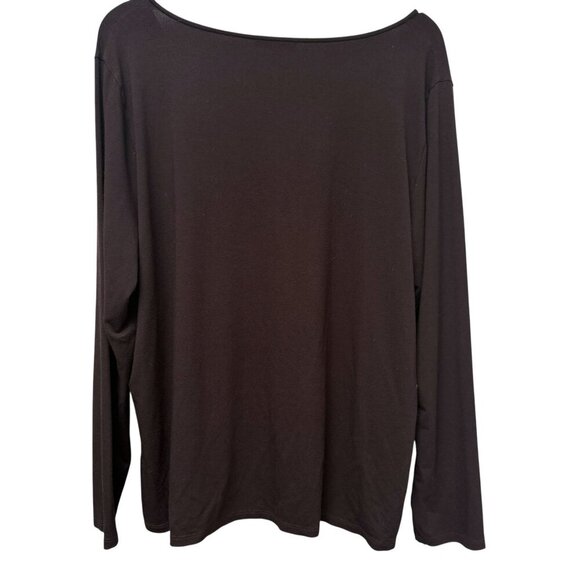 Eileen Fisher Woman Long Sleeve Tee Plus Size 2X Brown Rayon Blend Top - Picture 4 of 7